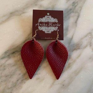 Deep Red Leather Earrings